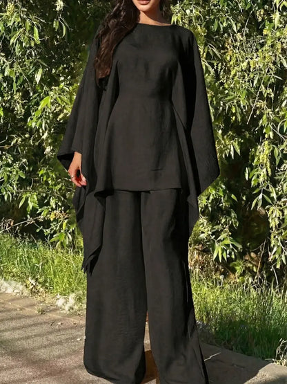 Ensemble Minimaliste 2 Pièces – Sweat à Capuche Long et Pantalon Large