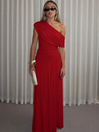 Robe Asymétrique Froncée – Robe de Soirée Élégante