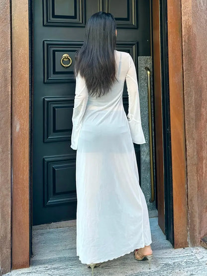 Long Gilet en Mesh Transparent – Cache-Épaules à Volants Nouable Devant