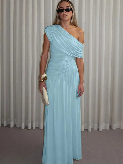 Robe Asymétrique Froncée – Robe de Soirée Élégante