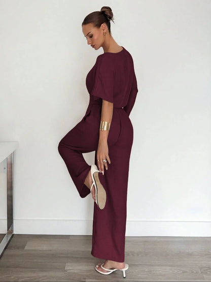 Ensemble Pantalon Large & Crop Top – Tenue Décontractée Ample Deux Pièces