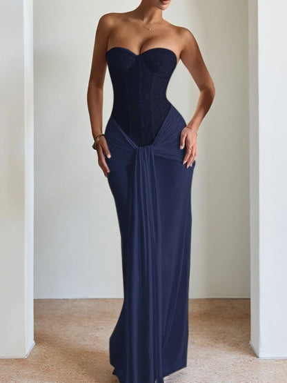 Robe Longue Bustier Ajustée – Robe de Soirée Minimaliste Chic