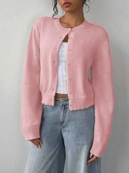 Gilet Boutonné – Gilet en Tricot Ajusté à Manches Longues