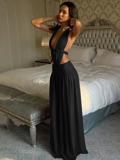 Robe Moulante Dos Nu Col V Plongeant – Robe de Soirée Froncée Dos Nu