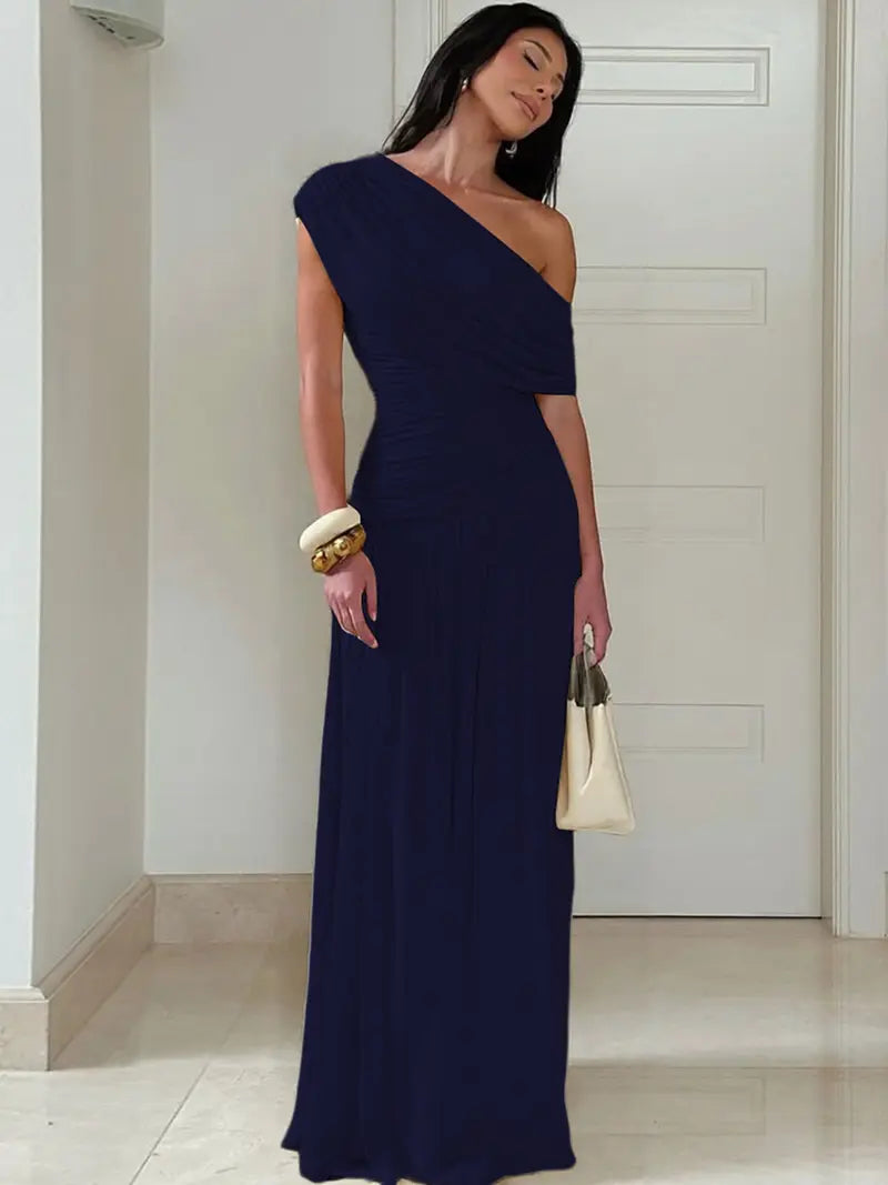 Robe Asymétrique Froncée – Robe de Soirée Élégante