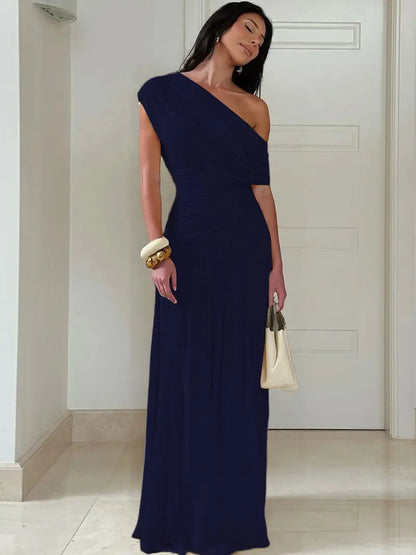 Robe Asymétrique Froncée – Robe de Soirée Élégante