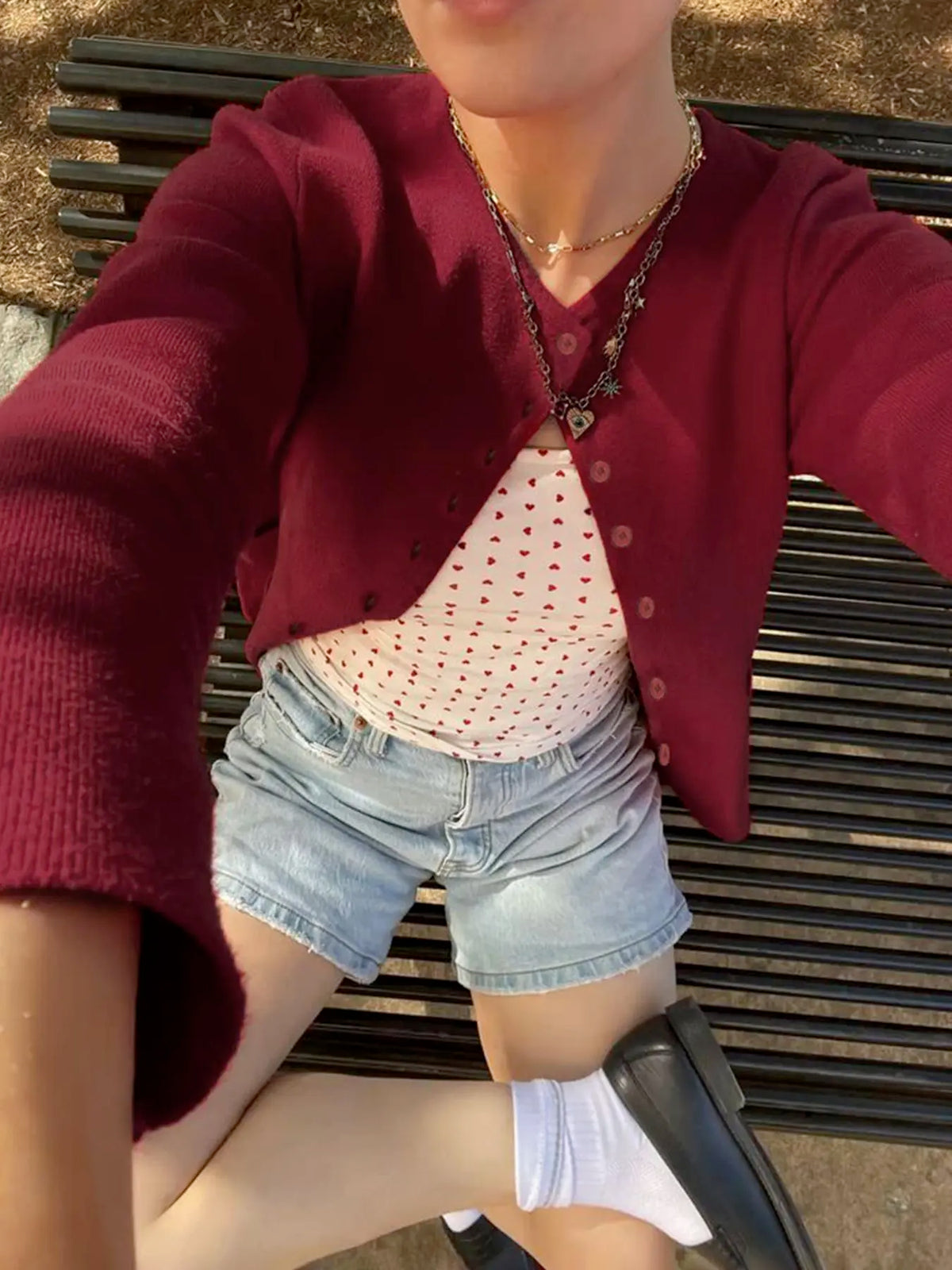 Gilet en Tricot Boutonné – Pull Col Rond à Manches Longues