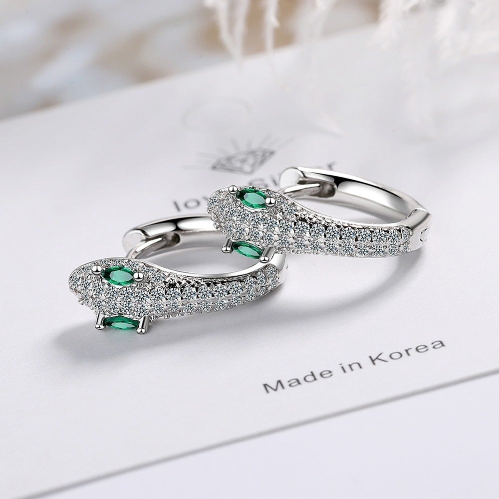 Boucles d'Oreilles Motif Serpent en Argent Sterling 925