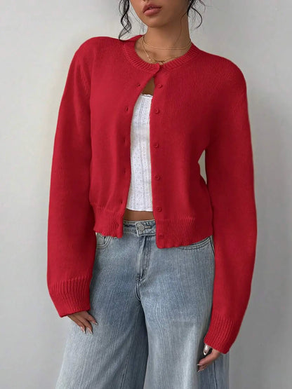 Gilet Boutonné – Gilet en Tricot Ajusté à Manches Longues