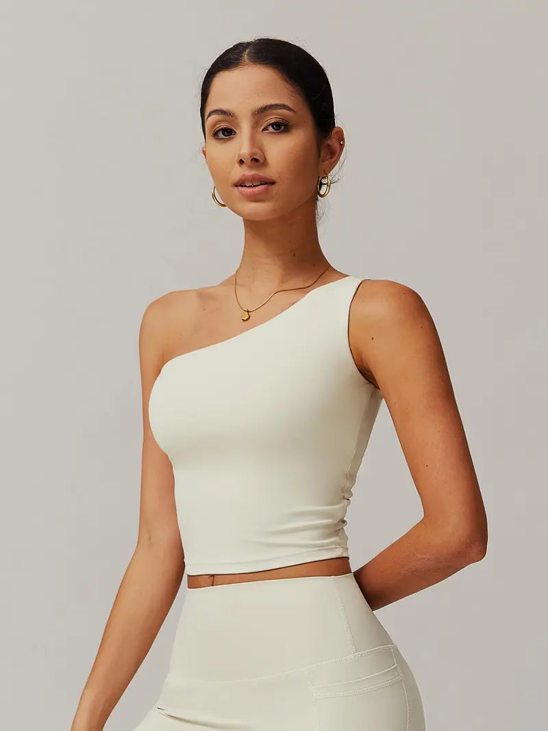 Brassière de Sport Asymétrique – Brassière Extensible Séchage Rapide pour Fitness et Yoga