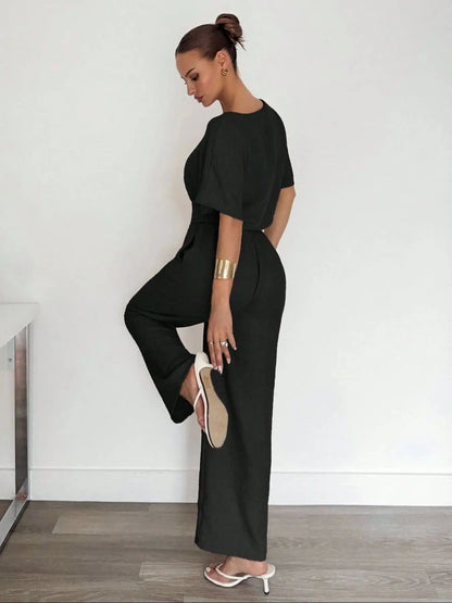 Ensemble Pantalon Large & Crop Top – Tenue Décontractée Ample Deux Pièces