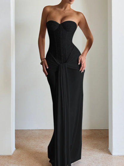 Robe Longue Bustier Ajustée – Robe de Soirée Minimaliste Chic