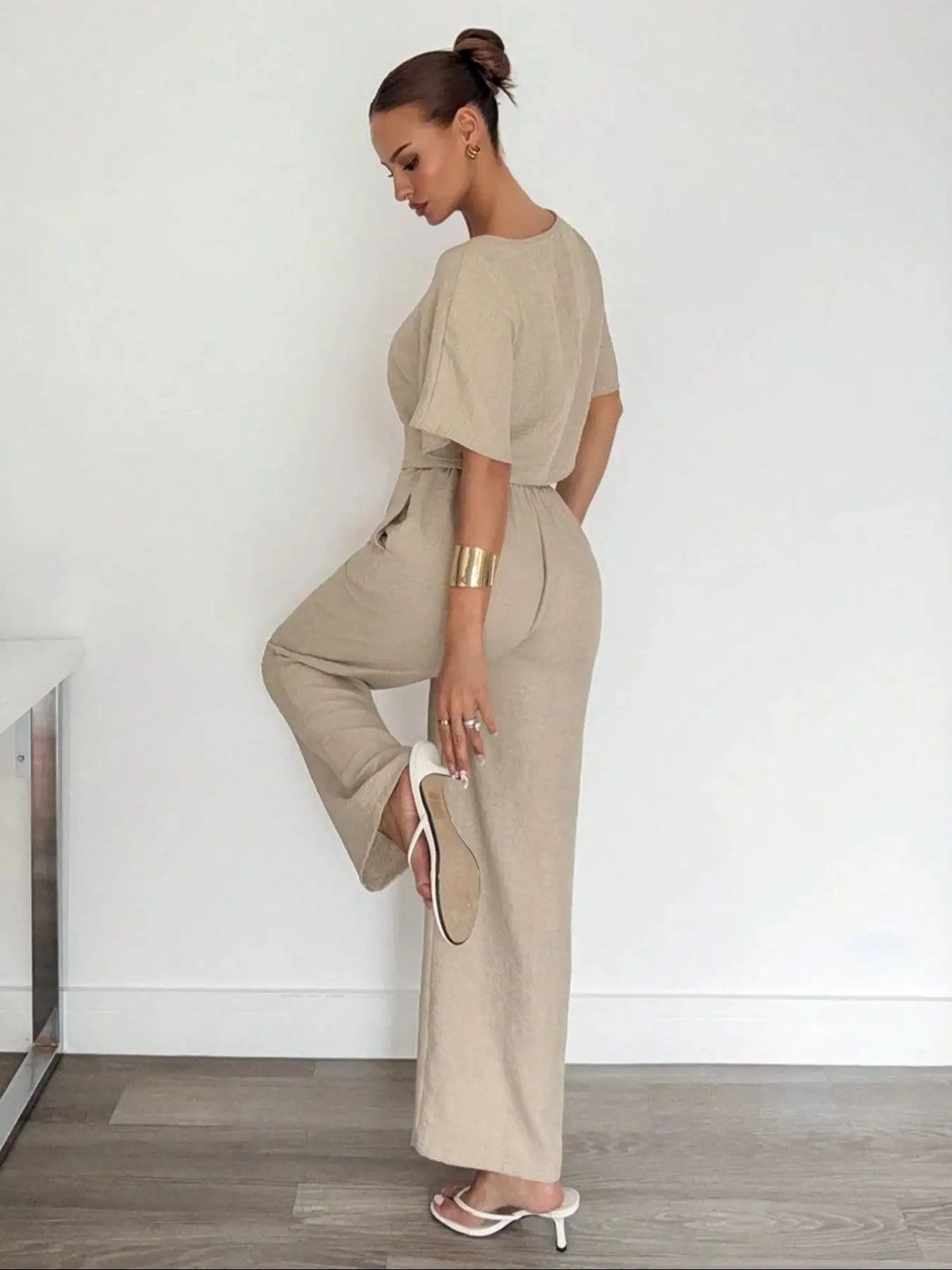 Ensemble Pantalon Large & Crop Top – Tenue Décontractée Ample Deux Pièces