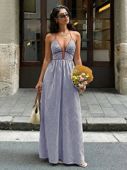 Robe Longue Dos Nu Col V Plongeant – Robe de Soirée Dos Nu