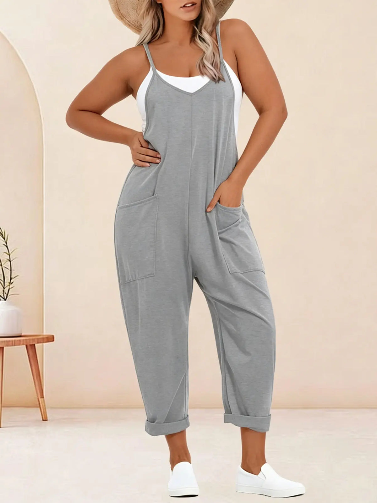 Combinaison Salopette Sarouel sans Manches – Coupe Oversize Décontractée