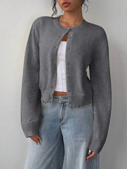 Gilet Boutonné – Gilet en Tricot Ajusté à Manches Longues