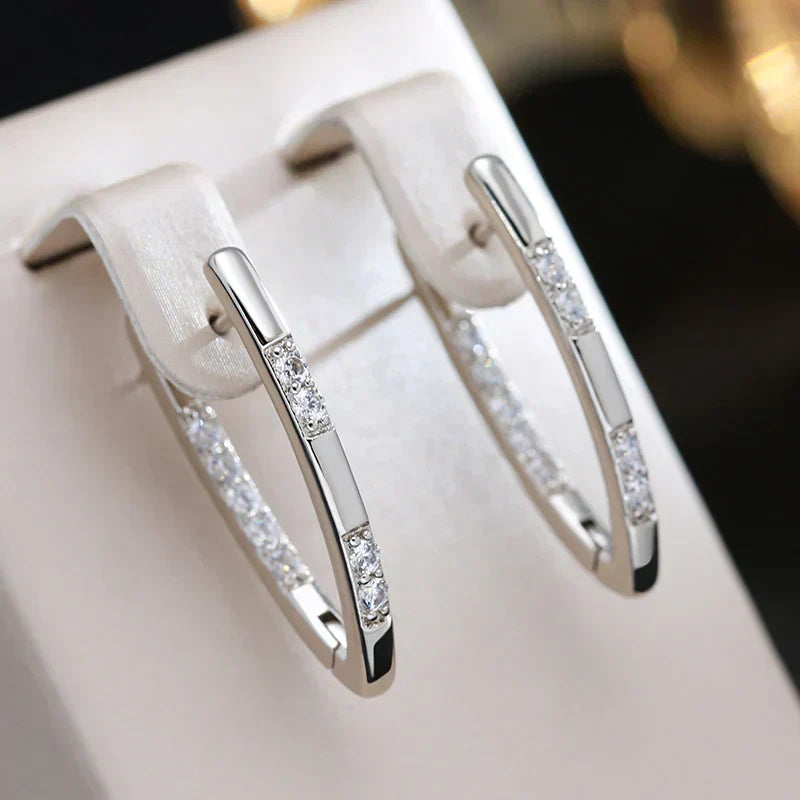 Boucles d’Oreilles en Or Serties de Zircons
